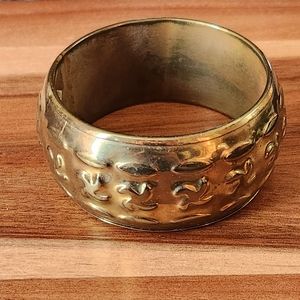 Vintage Brass Wide Bangle Bracelet